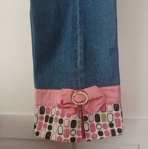 TOO-SHE-SHE Medium Wash Jeans Cropped Straight-leg Detailed Hem Sz 14